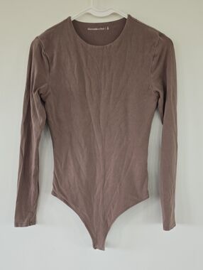 Abercrombie & Fitch Taupe Long Sleeve Bodysuit
